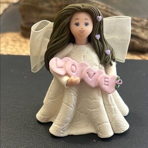 Charming Angel Figurine with Pink Accents